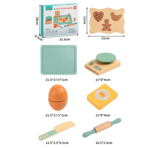 Jouets de cuisine en bois multifonctionnels et interactifs pour enfants : Biscuits de dessin animé en gros pour jeux de simulation de cuisson éducatifs - Product Image 6