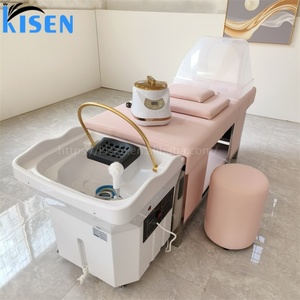 Kisen Sans Plomberie, Lit de Lavage Capillaire Professionnel à Vapeur Rose, Moderne, pour Spa, Thérapie Aquatique de la Tête et Massage Thaïlandais - Product Image 4