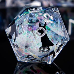 Set de dés DND Cat Liquid Core, 1 pièce, peints à la main, écologiques, à bords tranchants, en résine polyédrique pour jeux de rôle Dungeons & Dragons - Product Image 5
