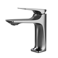 Robinet de lavabo en laiton chromé, mitigeur monotrou avec cartouche céramique, eau chaude et froide pour salle de bain