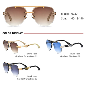 Gafas de Sol Borregls Buffalo Horn para Hombre, Diseño de Marca de Lujo 2025, Sin Montura, Lentes de Nailon Extra Grandes, Modelo <span class=keywords><strong>0039</strong></span> - Product Image 3