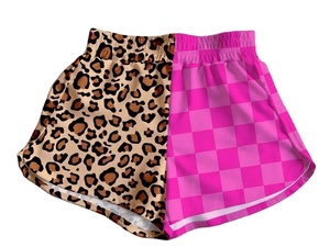 <span class=keywords><strong>Pantaloncini</strong></span> Sportivi <span class=keywords><strong>Estivi</strong></span> da <span class=keywords><strong>Donna</strong></span> con Stampa Leopardata e Motivo a Quadri, Vita Elastica, Nuovi Stili per Mamma e Figlia - Product Image 1