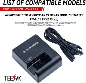 Chargeur de batterie enfichable MH-25A pour batteries EN-EL15/EN-EL15a/EN-EL15b(c) compatible avec les appareils photo D500-D850/D7000, sortie 3,6V-6,5V - Product Image 6