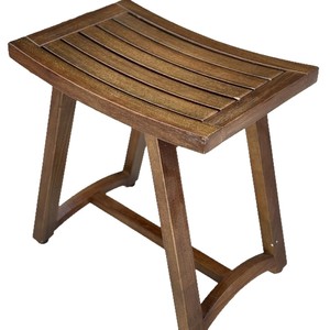Teak <b>Bathroom</b> <b>Stool</b> Solid Wood Saddle Shape Design Household Shoe Changing Seat Asian Style Durable - Product Image 5