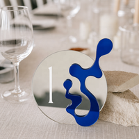 Support de numéro de table et de menu personnalisé pour banquet, en acrylique coloré effet miroir or et argent, géométrique, découpé au laser, pour mariages et événements, petite série