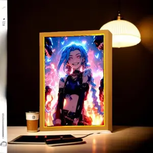 Lampe LED <span class=keywords><strong>de</strong></span> table avec cadre photo et figurines d'anime, effet peinture lumineuse, décoration <span class=keywords><strong>de</strong></span> chambre, lampe lune, cadeaux <span class=keywords><strong>de</strong></span> Noël, vente en gros usine - Product Image 1