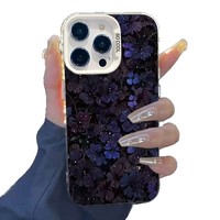 Coque de téléphone portable antichoc à motif floral dégradé violet foncé tendance pour iPhone 16 Plus 17 Air Pro Max