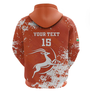 Camiseta conmemorativa del equipo de fútbol <span class=keywords><strong>Champion</strong></span> Niger, Sudadera con capucha naranja con estampado irregular de ciervo blanco con forro para hombre - Product Image 2