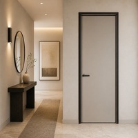 Porte de chambre résidentielle en alliage d'aluminium noir mat moderne, certifiée CE ISO9001, anti-effraction, sur mesure, fabrication OEM ODM