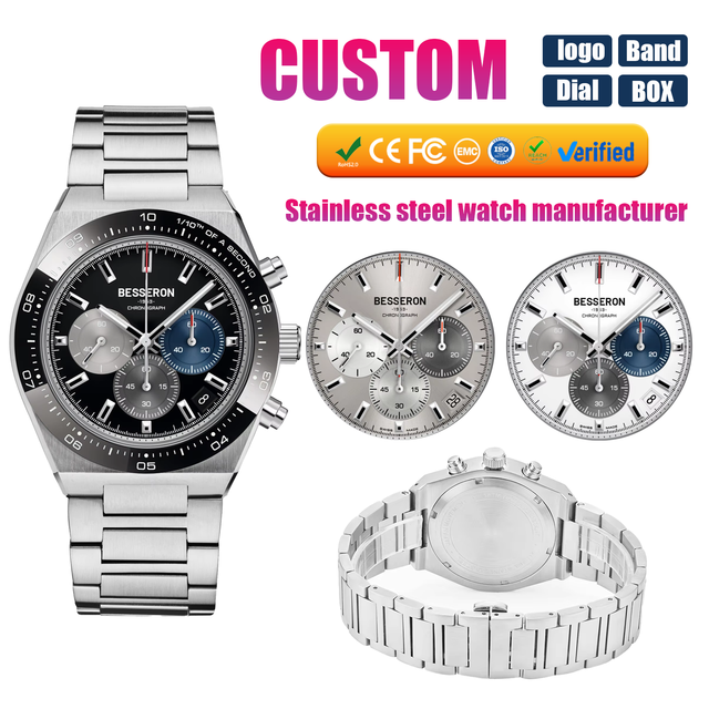 High-end Business Chronograph Quartz Watch for Men 316L Stainless Steel Men's Luxury Watch Manufacturer Custom Name Watch