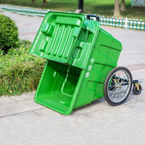 400L mobile sanitation garbage truck, 400L cleaning truck, transport vehicle, mobile outdoor trolley with lid and <b>wheels</b>. - Product Image 3