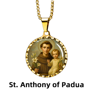 Collana con ciondolo a tema religioso di Sant'Antonio da Padova GIVELUCK, simbolo di protezione miracolosa e speranza - Product Image 2