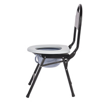 Chaise de toilette pliante portable avec dossier et seau amovible pour personnes âgées, seniors et handicapés
