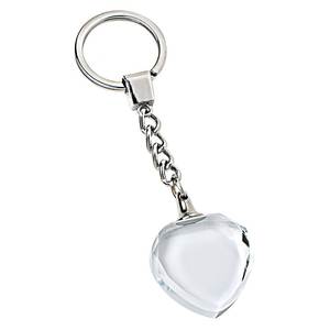 Llavero con Corazón de Cristal de 28x30 mm, Colgante Facetado Transparente con Cadena Plateada - Product Image 1