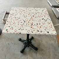Table de salle à manger carrée en terrazzo - Plateau en pierre artificielle 60x60cm avec base en fonte robuste pour restaurant/café