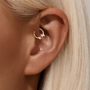 Orecchino Singolo in Argento 925 con Ametista Naturale a Occhio di Cavallo, Orecchino a Nappina con Piercing - Product Image 6