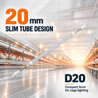 Éclairage linéaire pour volailles 20mm Slim 48V DC IP67 Étanche LED pour poulaillers et systèmes de cages de poulets de chair et de poules pondeuses