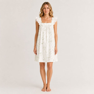 OEM Breathable Comfortable Custom Knee Length Sleeveless Lace Hem Night Gown 100 Cotton Sleeveless Nightgowns Women Manufacturer