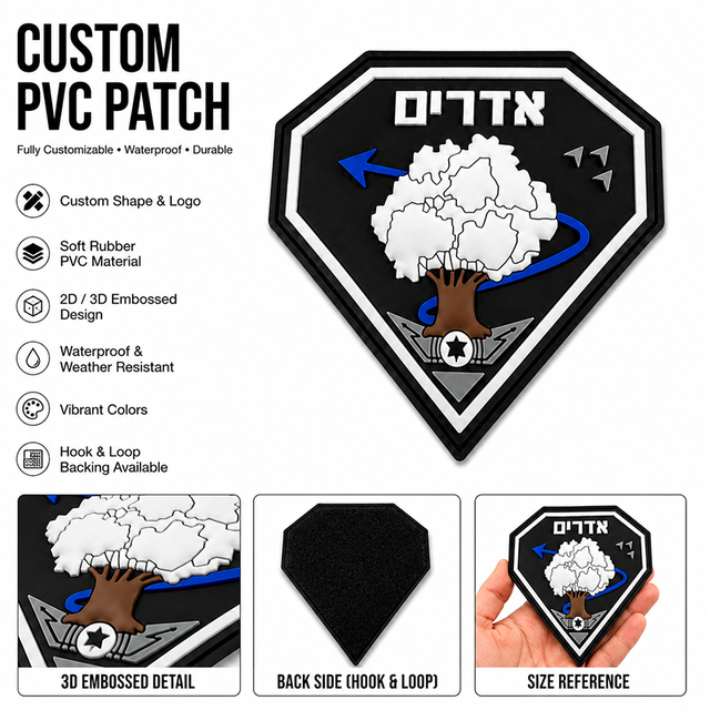 Custom Premium PVC Patches Soft Rubber Waterproof Durable Tactical Style Applique for Outdoor Sports Jackets Bags Gear