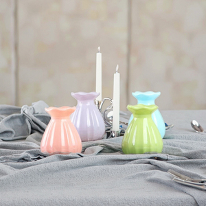 Jarrón de cerámica con rampa degradada Rosa nórdica, arreglo de cinta de seda acanalada ondulada, jarrón de brotes, Decoración de mesa de boda <span class=keywords><strong>para</strong></span> el hogar - Product Image 6