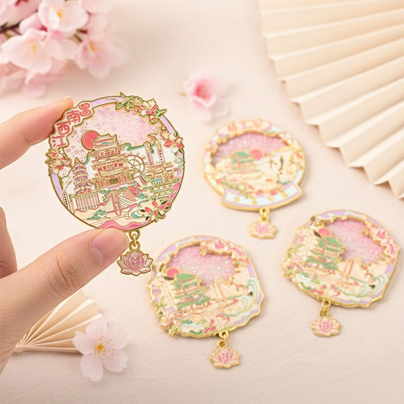 Metal Flowing Sand Craft Fridge Magnet-03