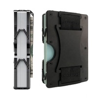 Portefeuille en aluminium avec blocage RFID, logo personnalisé, fin et élégant, porte-cartes de crédit, minimaliste, avec pince à billets pour homme