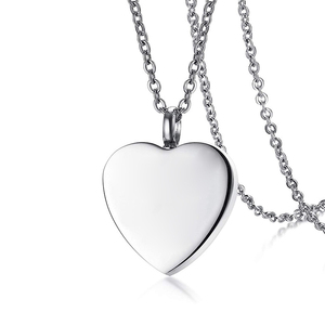 Stainless Steel Simple Plain Heart <strong>Charms</strong> <strong>Silver</strong> Color Memorial Ashes Cremation Urn Pendant Necklace Jewelry for Pet or Human - Product Image 1