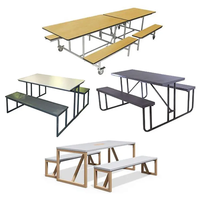 Ensemble de table et de chaises pliantes modernes pour restaurant, hôtel, salon, école, cantine, centre commercial, bois + acier