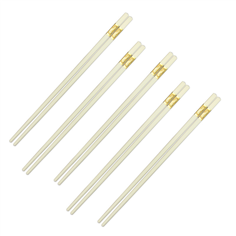 Горячая Распродажа Amazon, высококачественные 9,53 дюймовые палочки для еды цвета слоновой кости из сплава белого цвета, 5 пар палочек для еды