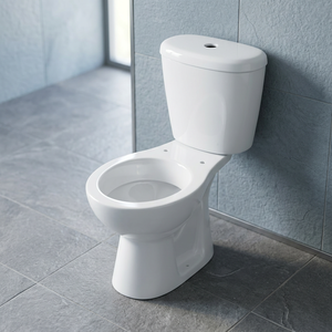 WC en céramique de première qualité avec siphon en P italien, deux pièces, avec abattant et accessoires, fabriqué en Inde - Product Image 2