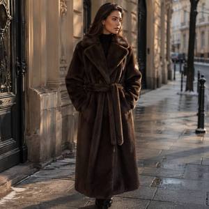 Manteau long de luxe en fausse fourrure pour femme, chaud et épais, style décontracté, idéal pour l'hiver, vente en gros, veste d'extérieur - Product Image 6