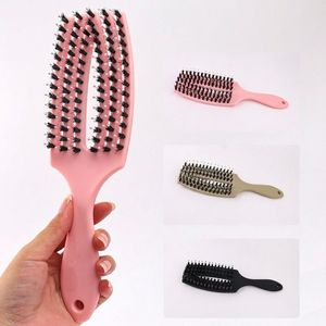 Peigne à six griffes en bambou à poils de sanglier pour cheveux bouclés et volumineux, démêlant et coiffant pour salon - Product Image 1