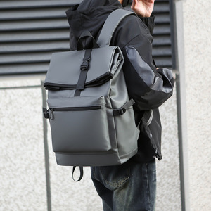 Laptop <b>Backpack</b> Gray Waterproof Multiple Compartments <b>Large</b> Capacity Unisex For Commuting Travel Spring 2025 - Product Image 3