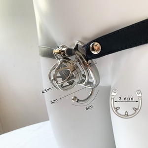 FRRK Wearable Curved <b>Ring</b> Chastity Cock Cage Stainless Steel Device with Black Belt for Men Adult <b>Couples</b> - Product Image 6