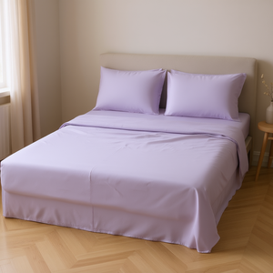Juego de Sábanas Dobles Cabos Lavender, 200 Hilos, Algodón Transpirable Hipoalergénico, Ropa de Cama para el Hogar, Color Sólido, Sábanas Ajustables y Planas - Product Image 2