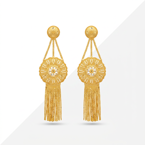 Women's 24K Gold Plated Brass Tassel <b>Earrings</b> Hiphop Style Diamond Statement Jewelry Fashion Party Wedding Engagement Wear - Product Image 2