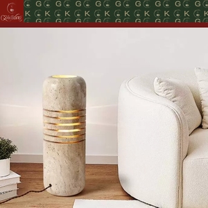 GOLDKING Luminaire de sol horizontal pour salon, en travertin beige, cylindrique à anneau, avec fente pour câblage, OEM ODM, direct usine - Product Image 3