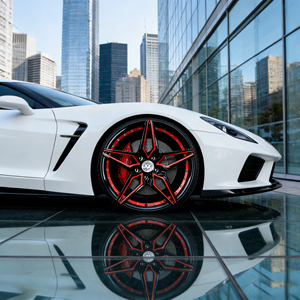 Velg Mobil Monoblock Forged Viaol Custom 18 19 20 21 22 Inch, Finishing Dalam Hitam Gloss dan Merah, Cocok untuk SUV - Product Image 5