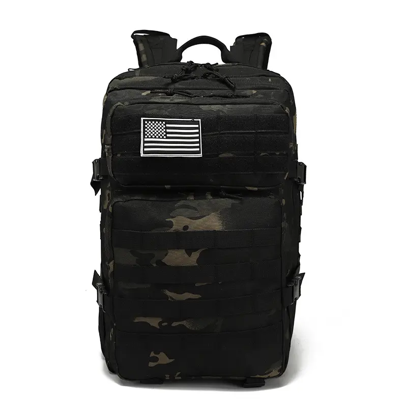 Mochila tática Camo Sports 45L para o ar livre, à prova d'água, grande capacidade, multifuncional, para caminhadas, assalto e combate