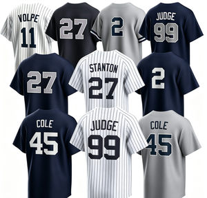 Maillot de baseball cousu 2026 unisexe taille S antibactérien en stock Derek Jeter # 2 Aaron Judge # 99 Anthony Volpe # 11 Gerrit Cole Nouveau - Product Image 1