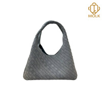 Sac fourre-tout en cuir suédé tressé pour femme, style panier, avec motif quadrillé, doubles poignées et pochette zippée assortie