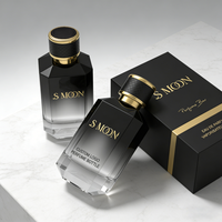 Flacon de parfum en verre carré noir dégradé, flacon de parfum vide rechargeable de luxe, 30 ml, 50 ml, 100 ml