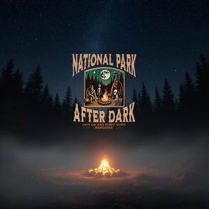 Camiseta de manga larga National Park After Dark con diseño de fogata Alien Bigfoot - Product Image 3