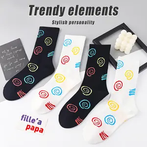 Calcetines de tubo medio con patrón Jacquard de Donut personalizados, calcetines de mujer de estilo universitario al por mayor