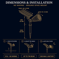 Projecteur Solaire Extérieur pour Projets de Paysagisme de Complexes Hôteliers IP65 Réglable sur Piquet OEM ODM Direct Usine Zhongshan