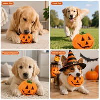 Jouet pour chien en forme de citrouille d'Halloween, 9,5 cm, interactif, couineur, pour le nettoyage des dents, pour chiots et chiens de taille moyenne