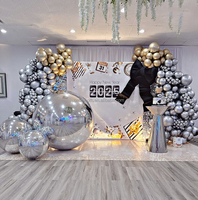 Grande boule miroir géante en argent métallique lisse, boule gonflable en PVC décorative, mariage, Noël, Ramadan, fêtes, école, Diwali