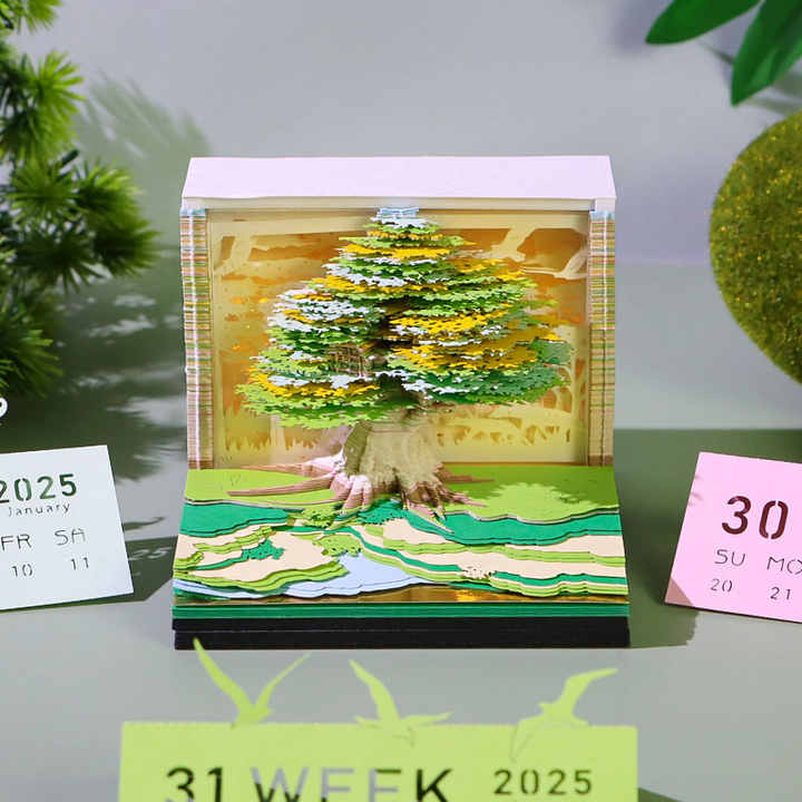 New Product 3d Memo Pad Custom Logo Desk Calendar Magic Tree Christmas