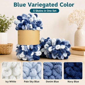 Fil chenille gonflant pour tricot manuel, fil polyester bouclé en boucle pour tricot à doigts - Product Image 3