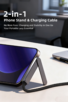 Câble de charge USB Type C avec support de téléphone invisible OEM ODM, charge rapide 240W, câble de données 2 en 1 pour le jeu, 1,5 m